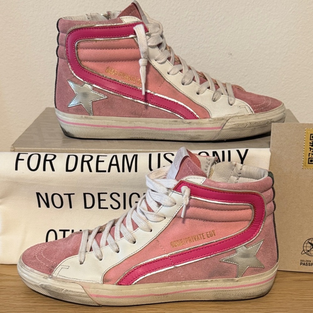 Golden Goose Private Edit Pink/White/Fuchsia/Camo Slide Sneakers